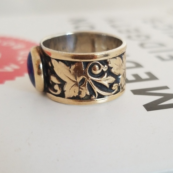 Ed Levin Lapis Cigar Band Ring - Picture 2 of 5